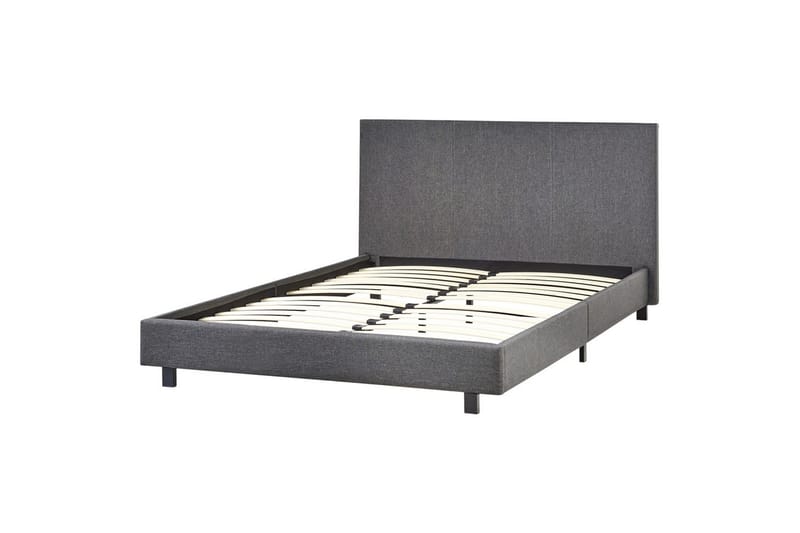 Seng med lamelramme Albi - Grå, sort/Polyester, 140x200 cm - Møbler - Senge - Sengeramme & sengestel