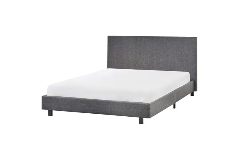 Seng med lamelramme Albi - Grå, sort/Polyester, 140x200 cm - Møbler - Senge - Sengeramme & sengestel