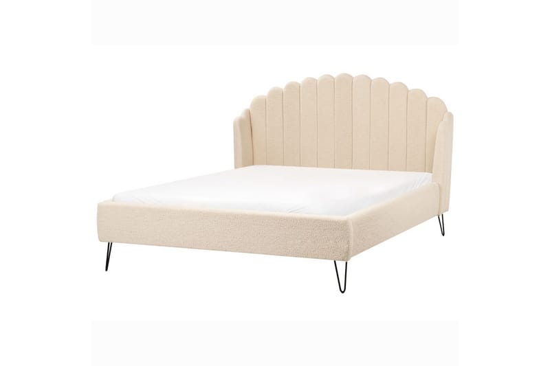 Seng med lamelramme Ambillou - Beige, sort, 140x200 cm - Møbler - Senge - Sengeramme & sengestel