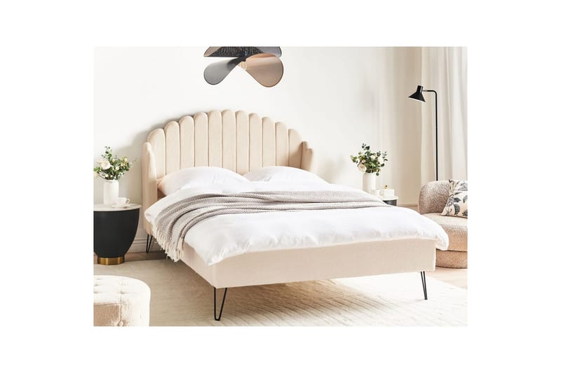 Seng med lamelramme Ambillou - Beige, sort, 140x200 cm - Møbler - Senge - Sengeramme & sengestel