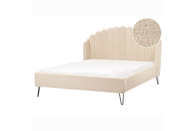 Seng med lamelramme Ambillou - Beige, sort, 140x200 cm - Møbler - Senge - Sengeramme & sengestel