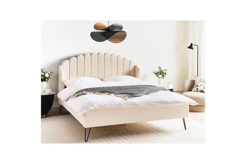 Seng med lamelramme Ambillou - Beige, sort, 160x200 cm - Møbler - Senge - Sengeramme & sengestel