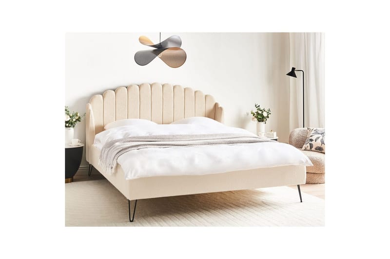 Seng med lamelramme Ambillou - Beige, sort, 180x200 cm - Møbler - Senge - Sengeramme & sengestel