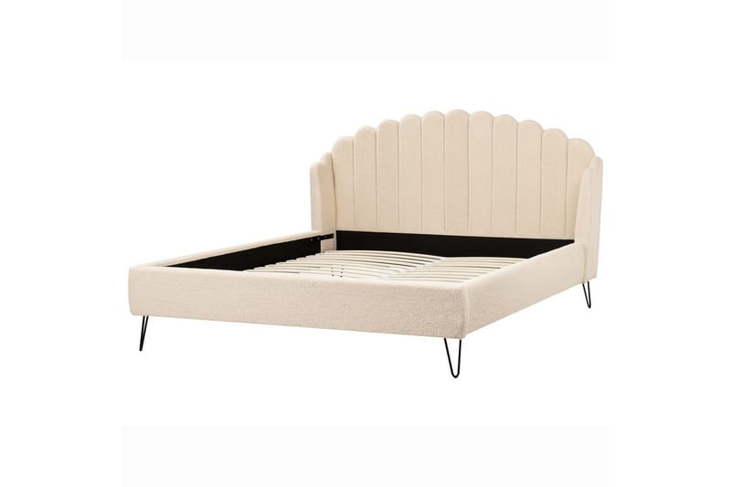 Seng med lamelramme Ambillou, Beige, sort, 180x200 cm