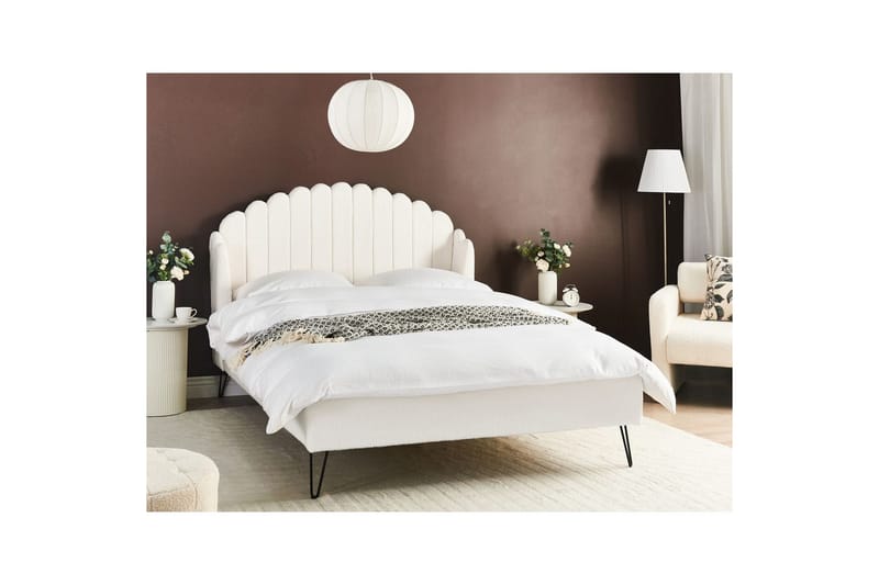 Seng med lamelramme Ambillou - Hvid, Sort, 140x200 cm - Møbler - Senge - Sengeramme & sengestel