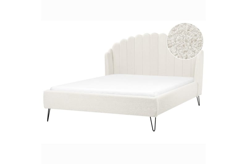 Seng med lamelramme Ambillou - Hvid, Sort, 160x200 cm - Møbler - Senge - Sengeramme & sengestel