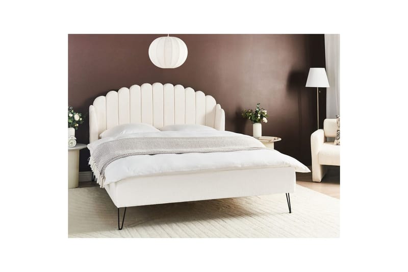 Seng med lamelramme Ambillou - Hvid, Sort, 160x200 cm - Møbler - Senge - Sengeramme & sengestel