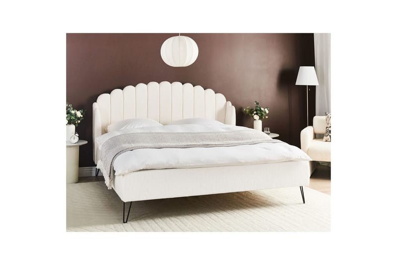 Seng med lamelramme Ambillou - Hvid, Sort, 180x200 cm - Møbler - Senge - Sengeramme & sengestel