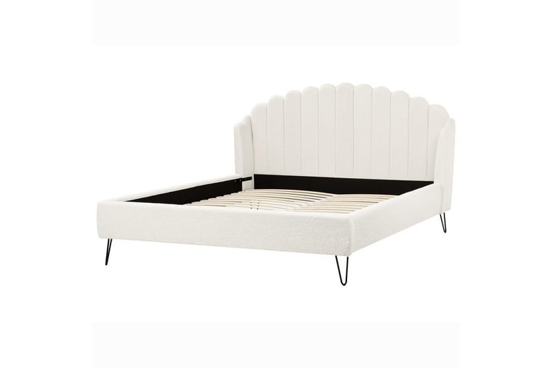 Seng med lamelramme Ambillou, Hvid, Sort, 180x200 cm
