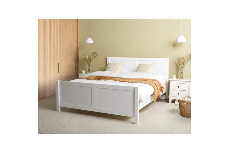 Seng med lamelramme Champagnat - Hvid, 160x200 cm - Møbler - Senge - Sengeramme & sengestel