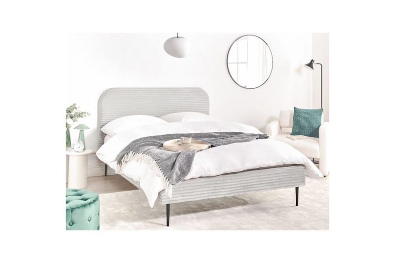 Seng med lamelramme Flayat - Grå, sort, 140x200 cm - Møbler - Senge - Sengeramme & sengestel