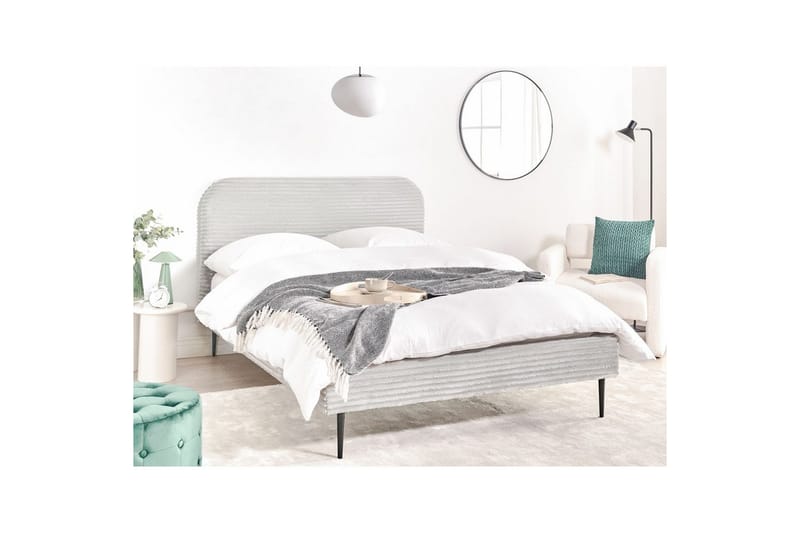Seng med lamelramme Flayat - Grå, sort, 140x200 cm - Møbler - Senge - Sengeramme & sengestel