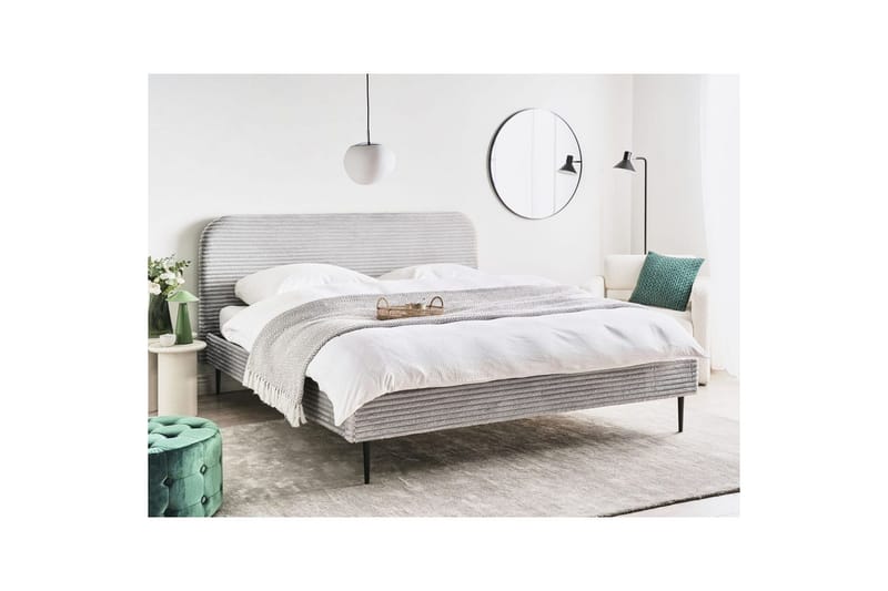 Seng med lamelramme Flayat - Grå, sort, 180x200 cm - Møbler - Senge - Sengeramme & sengestel
