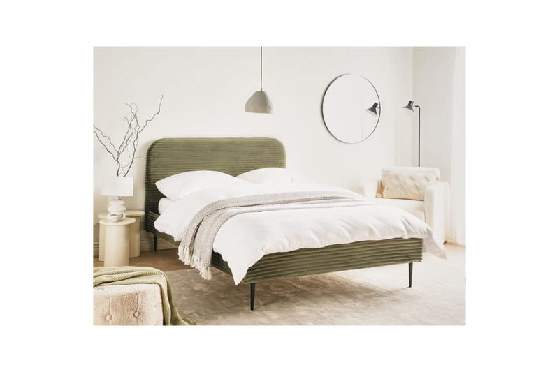 Seng med lamelramme Flayat - Grøn, Sort, 140x200 cm - Møbler - Senge - Sengeramme & sengestel