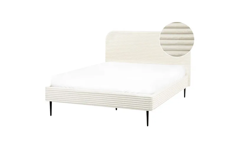 Seng med lamelramme Flayat - Hvid, Sort, 140x200 cm - Møbler - Senge - Sengeramme & sengestel