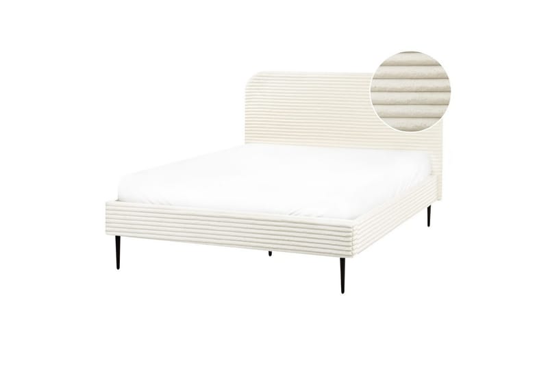 Seng med lamelramme Flayat - Hvid, Sort, 140x200 cm - Møbler - Senge - Sengeramme & sengestel