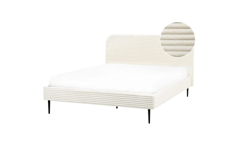 Seng med lamelramme Flayat - Hvid, Sort, 160x200 cm - Møbler - Senge - Sengeramme & sengestel