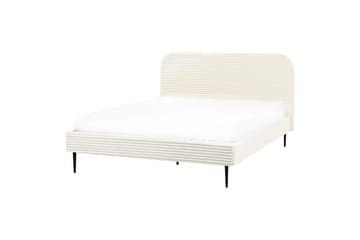 Seng med lamelramme Flayat - Hvid, Sort, 160x200 cm - Møbler - Senge - Sengeramme & sengestel