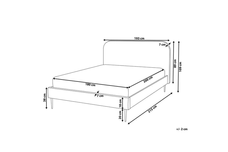 Seng med lamelramme Flayat - Hvid, Sort, 180x200 cm - Møbler - Senge - Sengeramme & sengestel