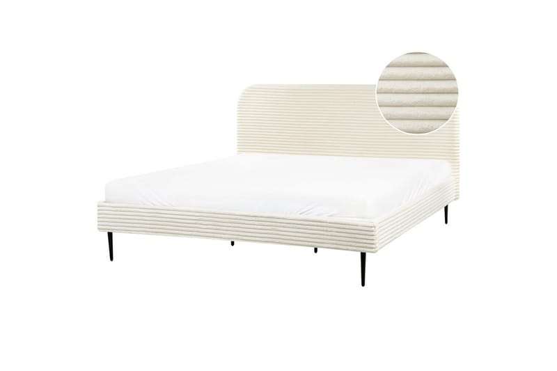 Seng med lamelramme Flayat - Hvid, Sort, 180x200 cm - Møbler - Senge - Sengeramme & sengestel