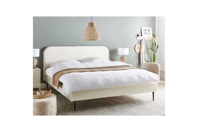 Seng med lamelramme Flayat - Hvid, Sort, 180x200 cm - Møbler - Senge - Sengeramme & sengestel