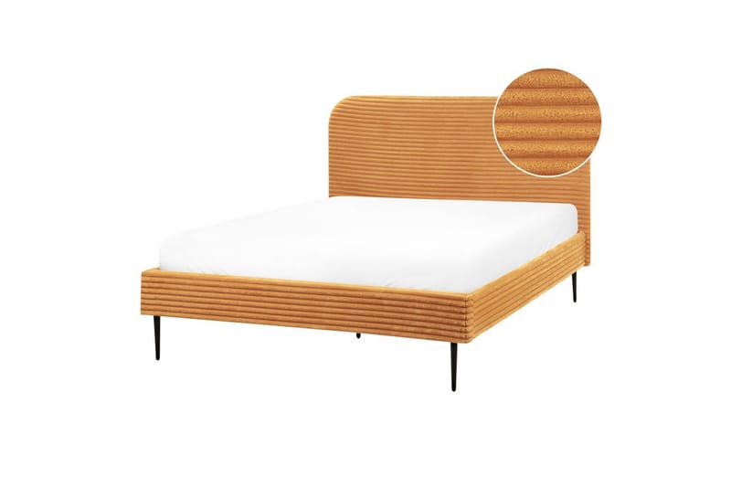 Seng med lamelramme Flayat - Orange, sort, 140x200 cm - Møbler - Senge - Sengeramme & sengestel