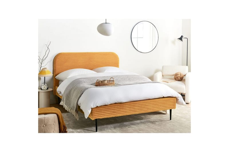Seng med lamelramme Flayat - Orange, sort, 140x200 cm - Møbler - Senge - Sengeramme & sengestel