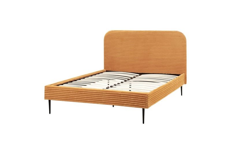 Seng med lamelramme Flayat, Orange, sort, 140x200 cm