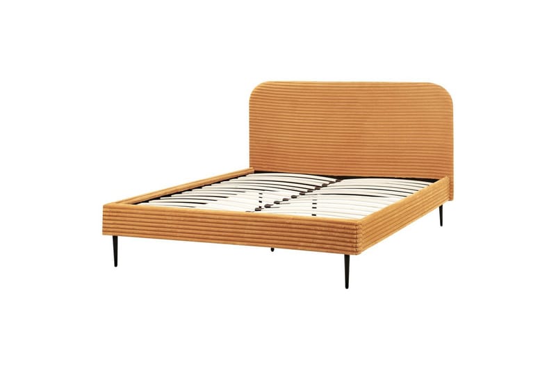 Seng med lamelramme Flayat - Orange, sort, 160x200 cm - Møbler - Senge - Sengeramme & sengestel