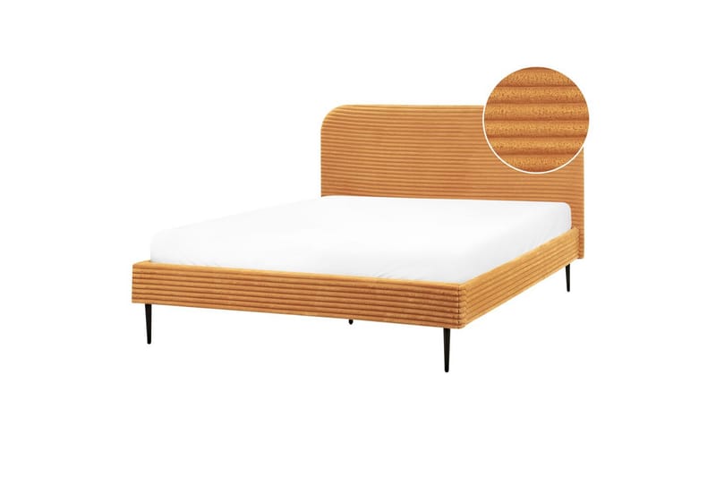 Seng med lamelramme Flayat - Orange, sort, 160x200 cm - Møbler - Senge - Sengeramme & sengestel