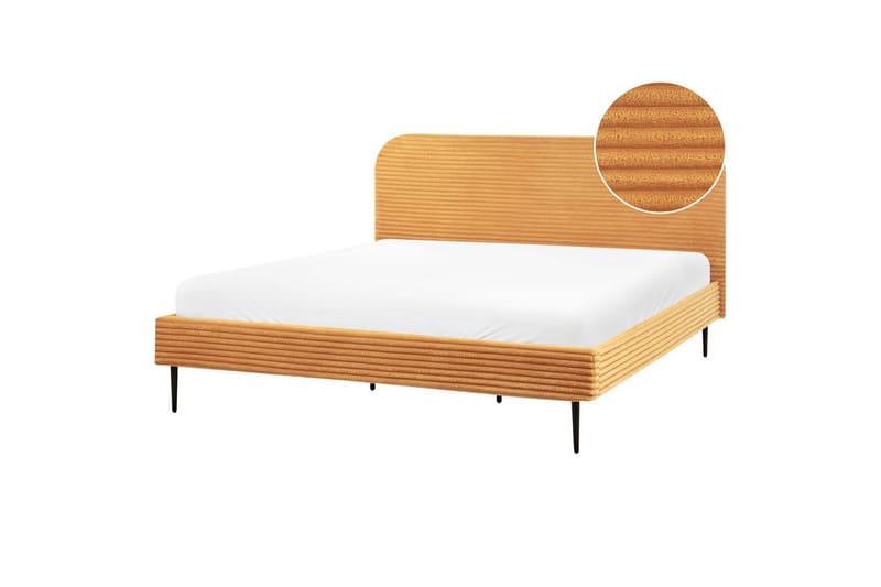 Seng med lamelramme Flayat - Orange, sort, 180x200 cm - Møbler - Senge - Sengeramme & sengestel