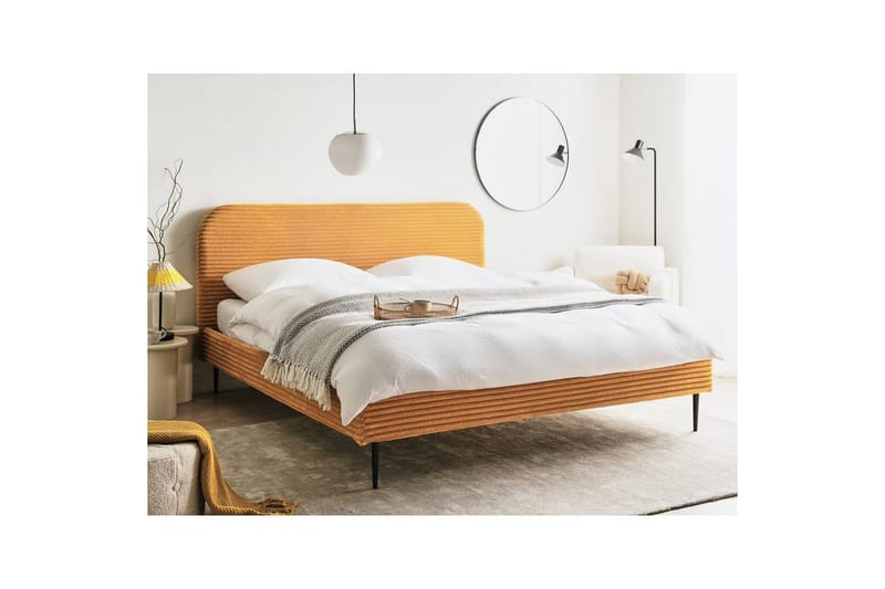 Seng med lamelramme Flayat - Orange, sort, 180x200 cm - Møbler - Senge - Sengeramme & sengestel