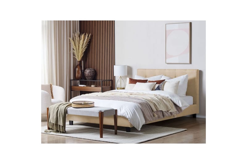 Seng med lamelramme La Rochelle - Beige, 180x200 cm - Møbler - Senge - Sengeramme & sengestel