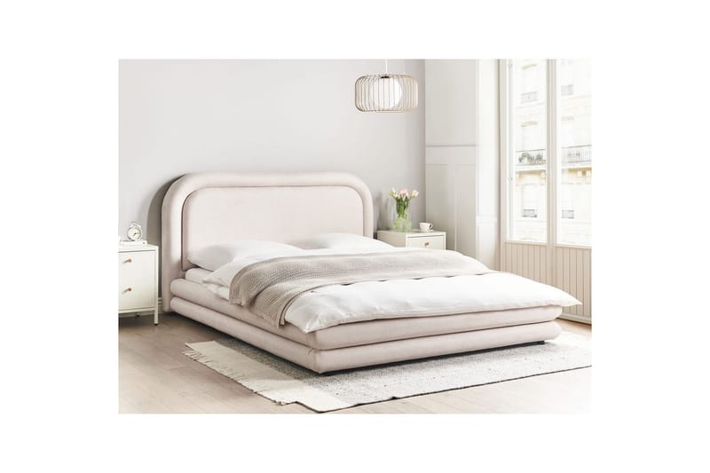 Seng med lamelramme Lavardens - Lysebeige, sort, 160x200 cm - Møbler - Senge - Sengeramme & sengestel