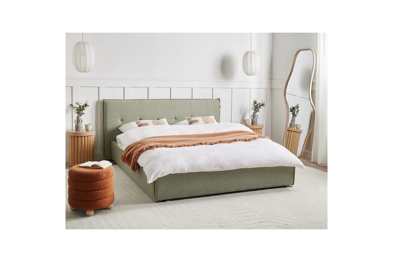 Seng med lamelramme Lestre - Grøn, sort, 160x200 cm - Møbler - Senge - Sengeramme & sengestel