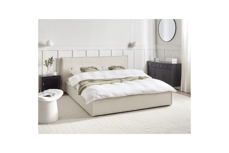 Seng med lamelramme Lestre - Hvid, Sort, 160x200 cm - Møbler - Senge - Sengeramme & sengestel