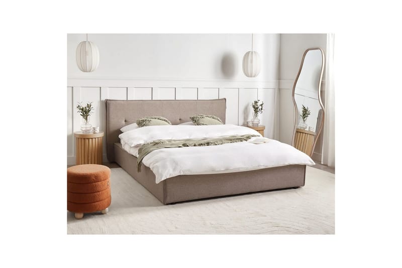 Seng med lamelramme Lestre - Taupe, sort, 160x200 cm - Møbler - Senge - Sengeramme & sengestel