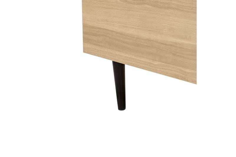 Seng med lamelramme Limanton - Beige, lyst træ, sort/Bouclé, 140x200 cm - Møbler - Senge - Sengeramme & sengestel