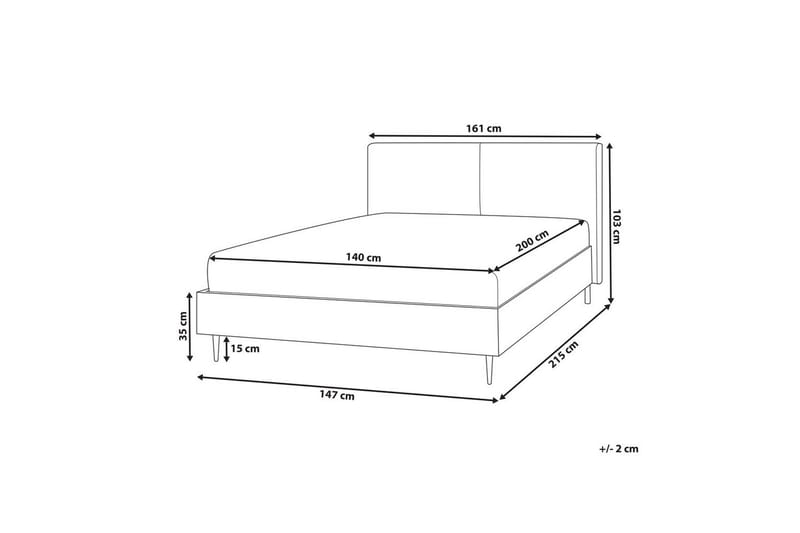 Seng med lamelramme Limanton - Brun, lyst træ, sort/Kunstlæder, Brun, lyst træ, sort/kunstlæder, 140x200 cm - Møbler - Senge - Sengeramme & sengestel