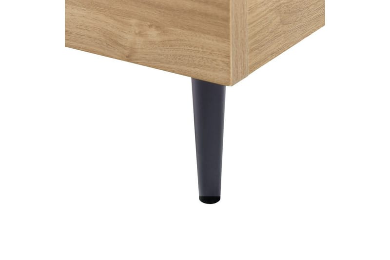 Seng med lamelramme Limanton - Brun, lyst træ, sort/Kunstlæder, Brun, lyst træ, sort/kunstlæder, 140x200 cm - Møbler - Senge - Sengeramme & sengestel