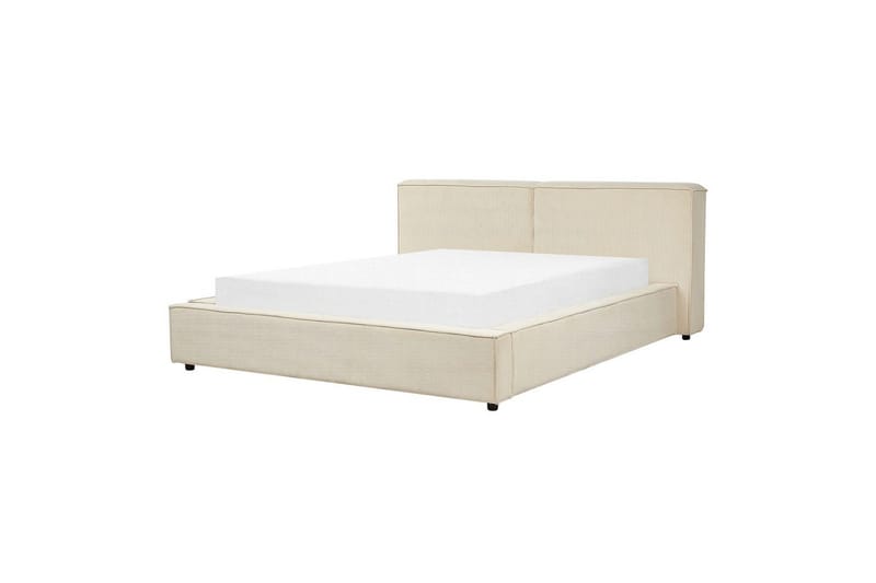 Seng med lamelramme Linards - Beige/Fløjl, Beige/fløjl, 160x200 cm - Møbler - Senge - Sengeramme & sengestel