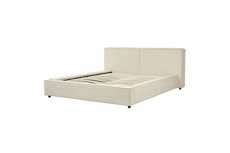 Seng med lamelramme Linards - Beige/Fløjl, Beige/fløjl, 160x200 cm - Møbler - Senge - Sengeramme & sengestel