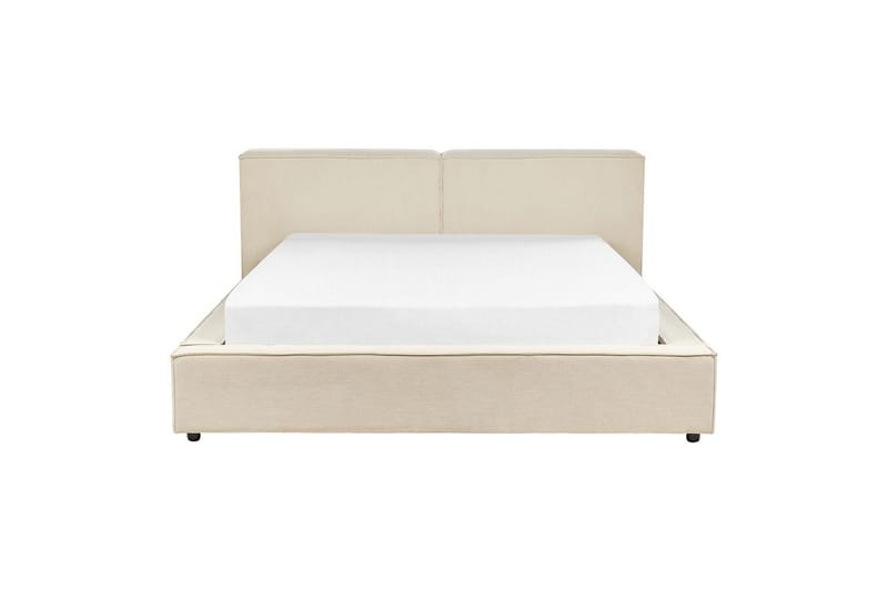 Seng med lamelramme Linards - Beige/Fløjl, Beige/fløjl, 160x200 cm - Møbler - Senge - Sengeramme & sengestel