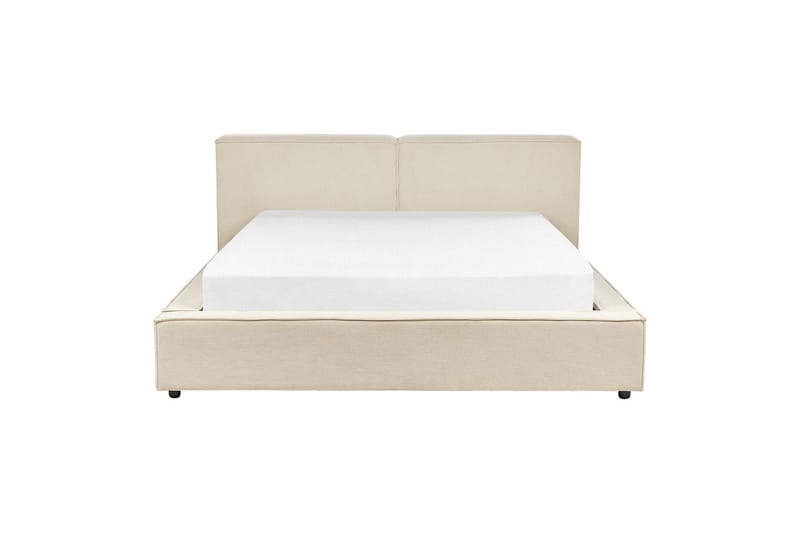 Seng med lamelramme Linards - Beige/Fløjl, Beige/fløjl, 160x200 cm - Møbler - Senge - Sengeramme & sengestel