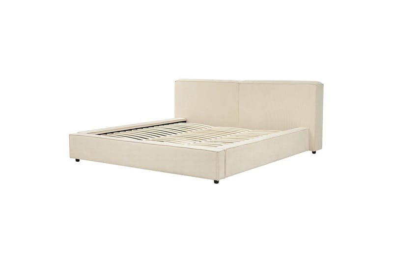 Seng med lamelramme Linards - Beige/Fløjl, Beige/fløjl, 180x200 cm - Møbler - Senge - Sengeramme & sengestel