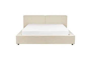 Seng med lamelramme Linards - Beige/Fløjl, Beige/fløjl, 180x200 cm - Møbler - Senge - Sengeramme & sengestel