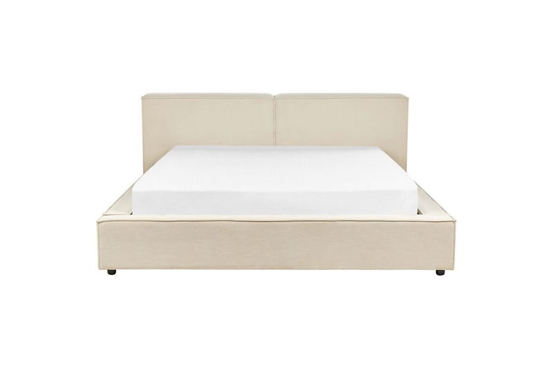 Seng med lamelramme Linards - Beige/Fløjl, Beige/fløjl, 180x200 cm - Møbler - Senge - Sengeramme & sengestel