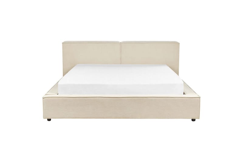 Seng med lamelramme Linards - Beige/Fløjl, Beige/fløjl, 180x200 cm - Møbler - Senge - Sengeramme & sengestel