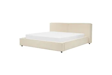 Seng med lamelramme Linards - Beige/Fløjl, Beige/fløjl, 180x200 cm - Møbler - Senge - Sengeramme & sengestel