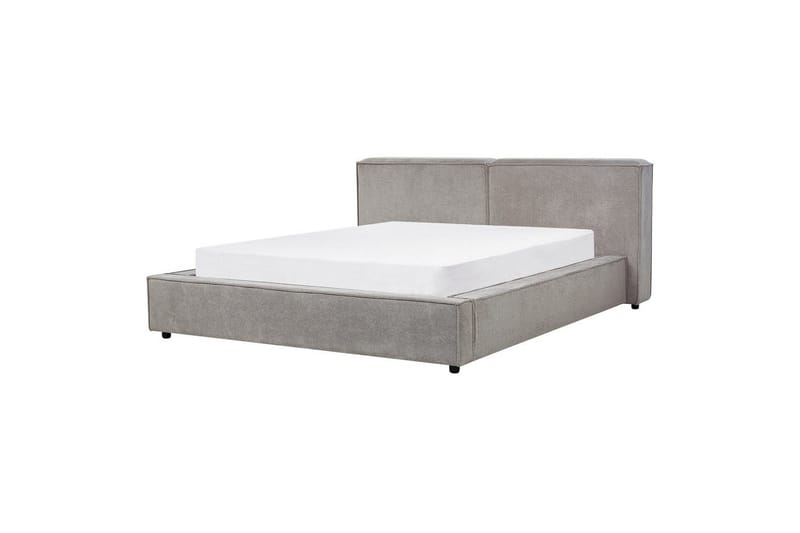 Seng med lamelramme Linards, Grå/Polyester, 160x200 cm